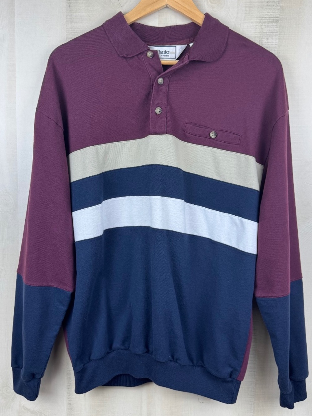Classics by Palmland Men’s Long Sleeve Banded Bottom Shirt Golf Polo Sz Large